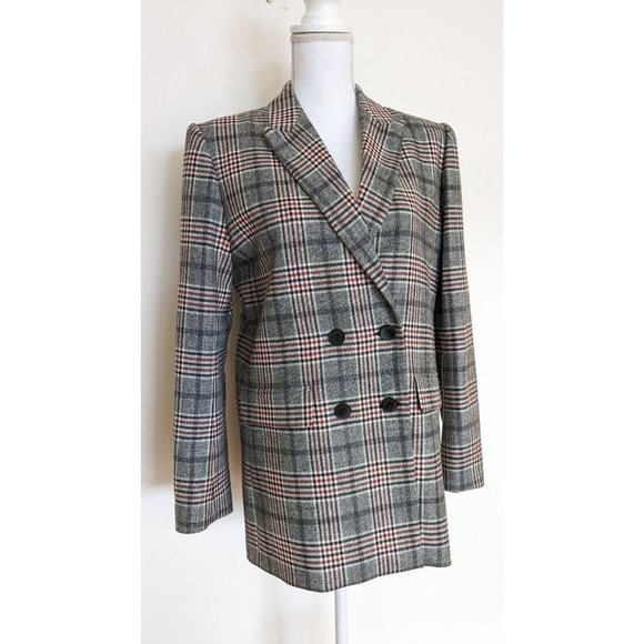 SANDRO Lauryn WOOL Boyfriend Plaid Blazer Size 40 (suit 10-14) - Picture 3 of 14